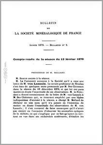 Compte-rendu de la séance du 13 Février 1879 [Curious Emerald Crystals]